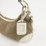PRADA Logo Canvas Leather Shoulder Bag Hand Bag Beige White BR3429 - 图片 16