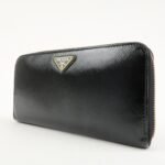 PRADA Logo Saffiano Vernis Leather Round Zipper Long Wallet 1ML506 Used - 图片 3