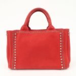PRADA Canapa Mini Canvas Hand Bag Castilian Red BN2439 - 图片 2