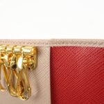 PRADA Logo Leather 4 Rings Key Case Key Holder Beige 1PG004 Used - 图片 14