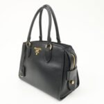PRADA Leather 2Way Bag Hand Bag Black Gold Hardware Used - 图片 3