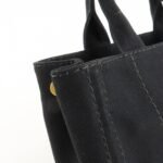 PRADA Canapa Mini Canvas 2Way Bag Hand Bag Shoulder Bag Black 1BG439 Used - 图片 16