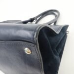 PRADA Triangle Logo Leather 2Way Bag Tote Bag Hand Bag Navy B2625M - 图片 13