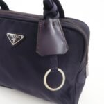 PRADA Triangle Logo Leather Nylon Hand Bag Purple B8495 - 图片 18