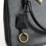 PRADA Triangle Logo Saffiano Leather 2WAY Hand Bag Black BN1801 Used - 图片 19
