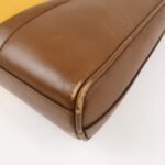 PRADA Leather Shoulder Bag Hand Bag Bi-color Mustard Brown Used - 图片 14