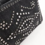 PRADA Canapa Mini Canvas Studs 2Way Shoulder Bag Hand Bag Black B2439G Used - 图片 17