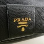 PRADA Saffiano Leather Flap Bi-Fold Long Wallet Black Gold 1MH132 Used - 图片 14