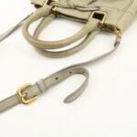 PRADA Logo Ribon Leather 2WAY Tote Bag Hand Bag Beige Gold HDW BN2245 Used - 图片 7