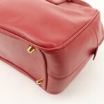 PRADA Triangle Logo Saffiano Leather Boston Bag Hand Bag Red BL0095 Used - 图片 10