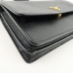 PRADA Saffiano Leather Shoulder Wallet Shoulder Bag Black BT1019 - 图片 10