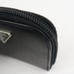 PRADA Triangle Logo Saffiano Leather Round Zippy Coin Case Black - 图片 12