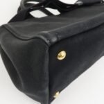 PRADA Triangle Logo Denim Canapa Bijoux 2Way Hand Bag Black B2642B - 图片 13