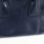 PRADA Triangle Logo Leather 2Way Bag Tote Bag Hand Bag Navy B2625M - 图片 16