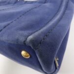PRADA Logo Canapa Canvas 2Way Tote Bag Hand Bag Navy B2642B Used - 图片 14