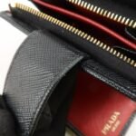 PRADA Saffiano Leather Bi-Fold Wallet Black Red Gold 1ML018 Used - 图片 20