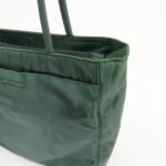 PRADA Triangle Logo Nylon Leather Tote Bag Green - 图片 14