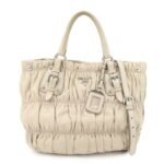 PRADA Leather 2WAY Bag Hand Bag Shoulder Bag Ivory BN1789