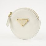 PRADA Triangle Logo Saffiano Leather Coin Case White 1MM006 Used - 图片 3