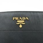 PRADA Logo Saffiano Leather Shoulder Bag Gold HDW Black - 图片 19