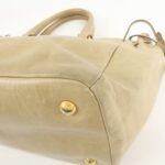 PRADA Triangle Logo VITELLOSHINE Leather 2Way Bag Beige BN1921 - 图片 10