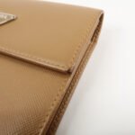 PRADA Triangle Logo Saffiano Leather Trifold Wallet Brown Used - 图片 13