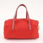 PRADA Triangle Logo Nylon Leather 2Way Shoulder Bag Hand Bag Red Used - 图片 2