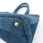 PRADA Triangle Logo Canapa Canvas Denim Hand Bag Navy B1877B Used - 图片 15