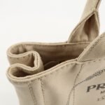 PRADA Logo Canapa Mini Canvas Tote Bag Hand Bag Beige 1BG439 Used - 图片 19