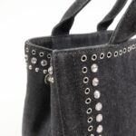 PRADA Canapa Mini Canvas Studs 2Way Shoulder Bag Hand Bag Black B2439G Used - 图片 15