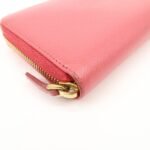 PRADA Logo Saffiano Leather Round Zippy Long Wallet Pink 1M0506 - 图片 7