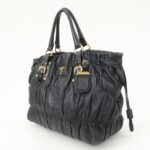 PRADA Leather 2WAY Bag Hand Bag Shoulder Bag Black BN1788 - 图片 3