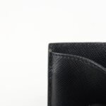 PRADA Saffiano Leather Tri-fold Wallet Black Gold Hardware 1MH021 Used - 图片 14