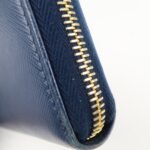 PRADA Triangle Logo Saffiano Leather Zippy Long Wallet Navy 1ML506 - 图片 17