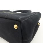 PRADA Canapa Mini Canvas 2Way Hand Bag Tote Bag Black 1BG439 Used - 图片 11