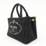 PRADA Canapa Mini Canvas 2Way Bag Hand Bag Shoulder Bag Black 1BG439 Used - 图片 3