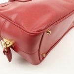 PRADA Triangle Logo Saffiano Leather Boston Bag Hand Bag Red BL0095 Used - 图片 9