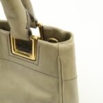 PRADA Logo Ribon Leather 2WAY Tote Bag Hand Bag Beige Gold HDW BN2245 Used - 图片 18