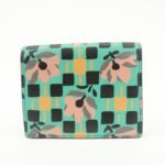 PRADA Leather Compact Wallet Floral Print Green Gold HDW 1MV204 Used - 图片 2