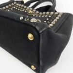 PRADA Triangle Logo Denim Canapa Bijoux 2Way Hand Bag Black B2642B - 图片 12