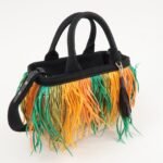 PRADA Wicker Canvas Basket Bag Beige Multicolor Silver HDW 1BG835 Used - 图片 4