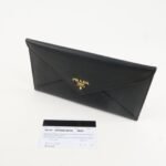 PRADA Saffiano Leather Envelope Flap Long Wallet Black 1M1175 Used - 图片 20