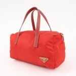 PRADA Triangle Logo Nylon Leather 2Way Shoulder Bag Hand Bag Red Used - 图片 3