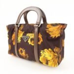 PRADA Triangle Logo 2Way Hand Bag Shoulder Bag Brown Yellow BN1052 Used - 图片 3
