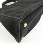 PRADA Logo Canapa Mini Canvas Tote Bag Hand Bag Black BN2439 Used - 图片 13