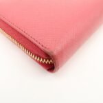 PRADA Logo Saffiano Leather Round Zippy Long Wallet Pink 1M0506 - 图片 9
