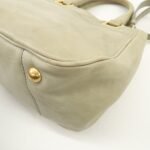 PRADA Logo Ribon Leather 2WAY Tote Bag Hand Bag Beige Gold HDW BN2245 Used - 图片 14