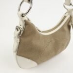 PRADA Logo Canvas Leather Shoulder Bag Hand Bag Beige White BR3429 - 图片 15