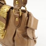 MIU MIU Leather Side Ribbon 2Way Bag Hand Bag Beige Gold - 图片 15