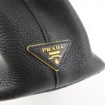 PRADA VITTELLO PHOENIX Triangle Logo Leather Shoulder Bag Black 1BC051 Used - 图片 20